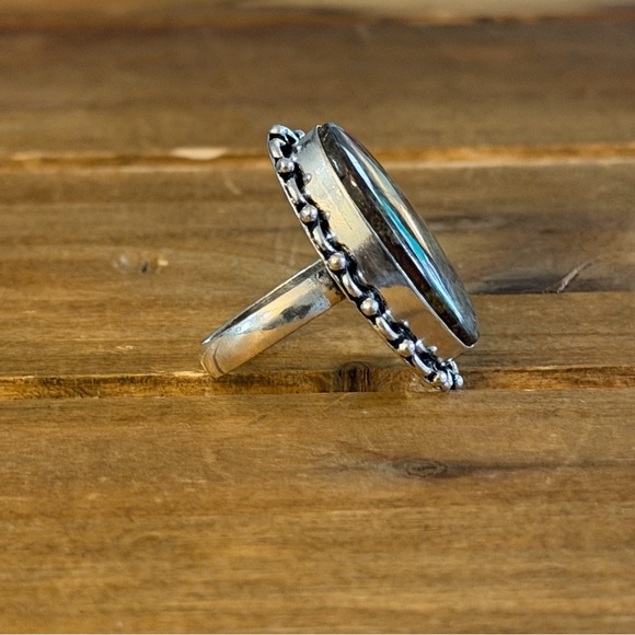 Vintage Style Genuine Blood Jasper Gemstone Ring Size 7 Silver 925 plated Boho - Picture 3 of 4